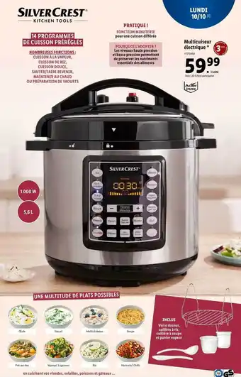 Lidl Multicuiseur électrique silver crest offre