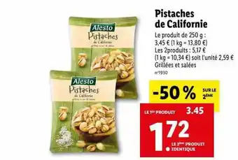 Lidl Pistaches de californie alesto offre