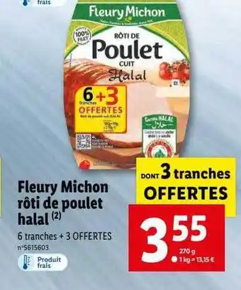Lidl Fleury michon rôti de poulet halal offre