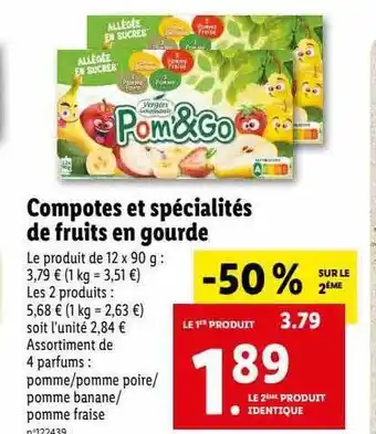 Lidl Compotes et spécialités de fruits en gourde offre