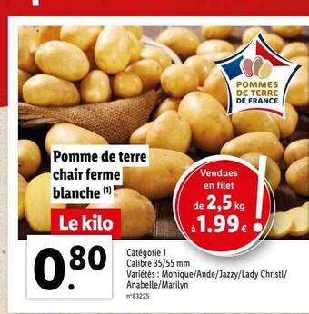Lidl Pomme de terre chair ferme blanche offre