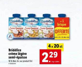 Lidl Bridélice crème légère semi-épaisse offre
