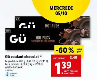 Lidl Gü coulant chocolat offre