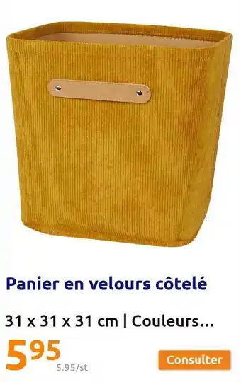 Action Panier en velours côtelé offre