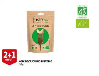 Auchan Noix de cajou bio juste bio offre