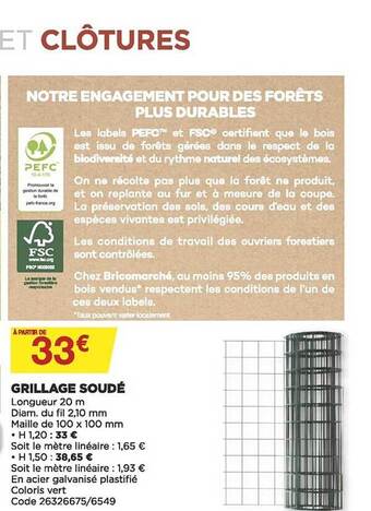 Bricomarché Grillage soudé offre
