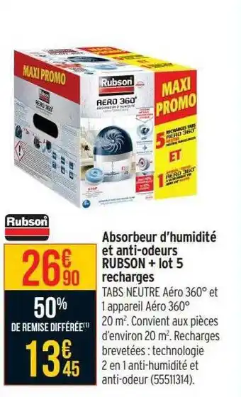 Bricorama Absorbeur d'humidité et anti-odeurs rubson + lot 5 recharges offre