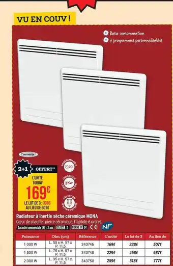Bricorama Radiateur à inertie sèche céramique mona carrera offre