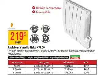 Bricorama Radiateur à inertie fluide caldo offre