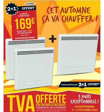 Bricorama Lot de 3 radiateurs mona carrera offre