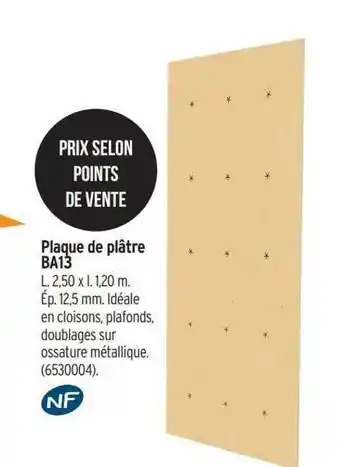 Bricorama Plaque de plâtre ba13 offre