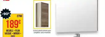 Bricorama Meuble + plan vasque + miroir + spot offre