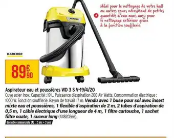 Bricorama Aspirateur eau et poussières wd 3 s v-19-4-20 kärcher offre