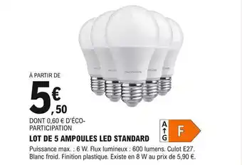 E.Leclerc Brico Lot de 5 ampoules led standard offre