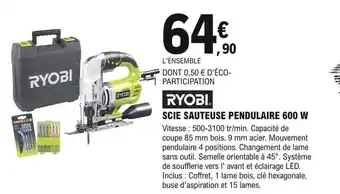 E.Leclerc Brico Scie sauteuse pendulaire 600w ryobi offre