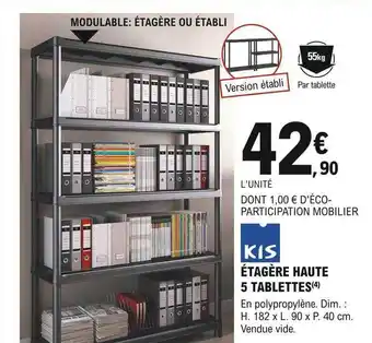 E.Leclerc Brico Étagère haute 5 tablettes kis offre