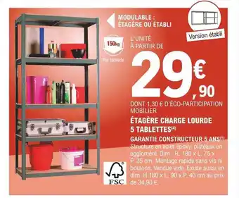 E.Leclerc Brico Étagère charge lourde 5 tablettes offre