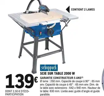 E.Leclerc Brico Scie sur table 2000w scheppach offre