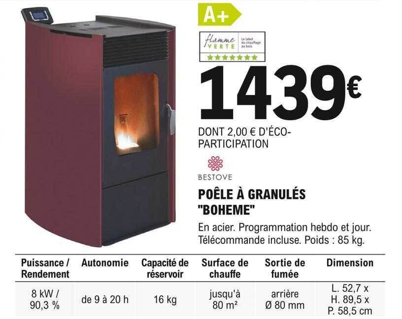 Promo Poêle à granulés chez E.Leclerc Brico