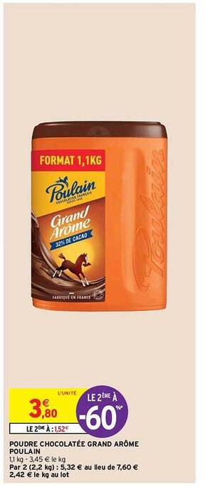 Intermarché Poudre chocolatée grand arôme poulain offre