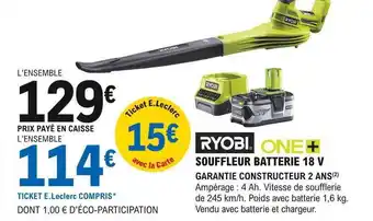 E.Leclerc Brico Souffleur batterie 18v ryobi offre