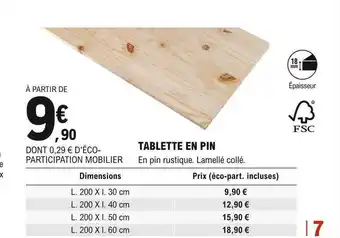 E.Leclerc Brico Tablette en pin offre