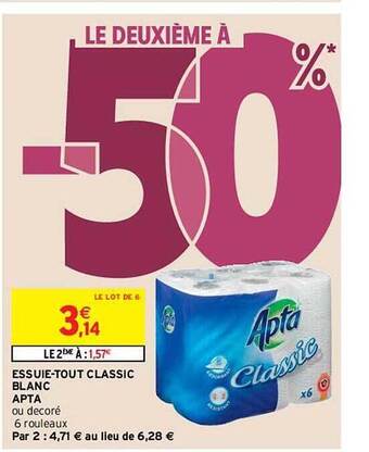 Intermarché Essuie-tout classic blanc apta offre