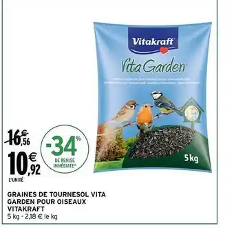 Intermarché Graines de tournesol vita garden pour oiseaux vitakraft offre