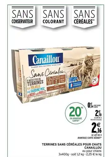 Intermarché Terrines sans céréales pour chats canaillou offre