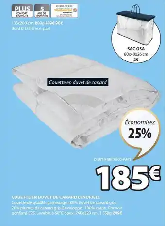 JYSK Couette en duvet de canard lendfjell offre