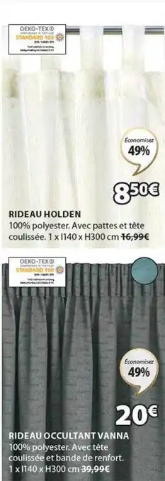 JYSK Rideau holden, rideau occultant vanna offre