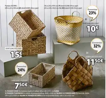 JYSK Panier eirik, panier therman, panier abel, panier bjorn offre
