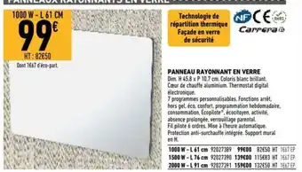 Brico Cash Panneau Rayoonnat En Verre offre