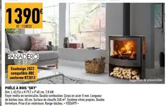 Brico Cash Poéle A Bois "Sky" offre