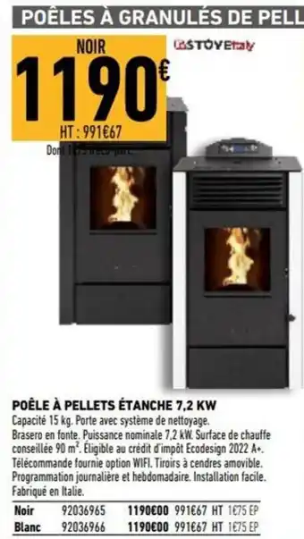 Brico Cash Poéle A Pellets étanche 7,2 Kw offre