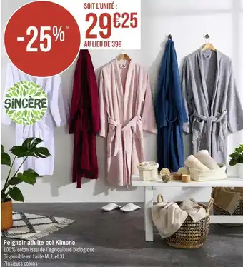Géant Casino Sincère peignoir adulte col kimono offre