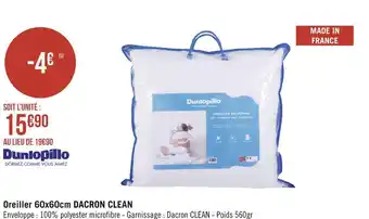 Dunlopillo oreiller 60x60cm dacron clean