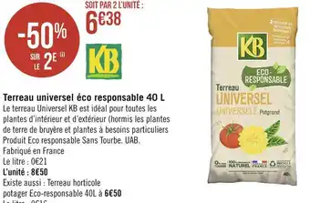 Géant Casino Kb terreau universel éco responsable 40 l offre