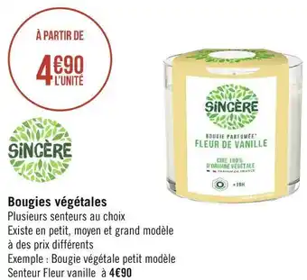 Géant Casino Sincère bougies végétales offre