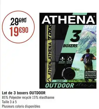 Géant Casino Athena lot de 3 boxers outdoor offre