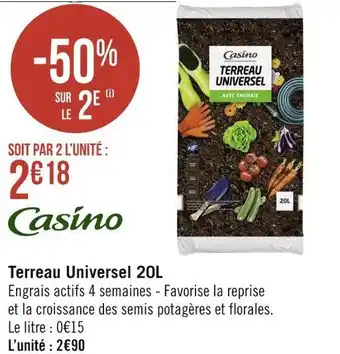 Géant Casino Casino terreau universel 20l offre