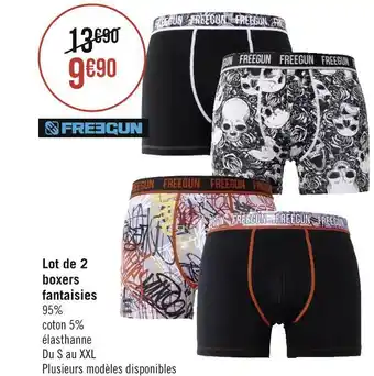Géant Casino Freegun lot de 2 boxers fantaisies offre