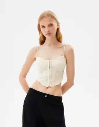 Top corset bretelles fines tissu rustique