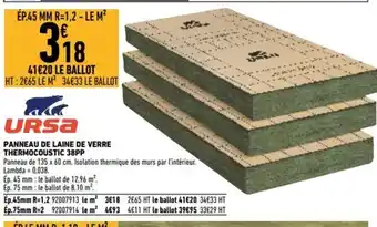 Brico Cash Panneau De Laine De Verre Thermocoustic 38PP offre