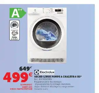 Sèche-linge pompe à chaleur 8 kg electrolux