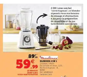 Hyper U Blender 2 en 1 moulinex offre