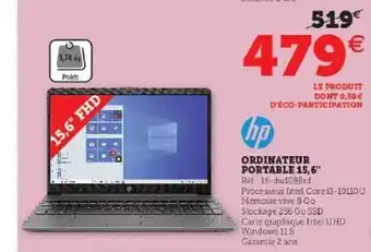 Hyper U Ordinateur portable 15,6 offre