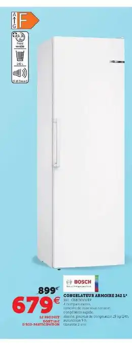 Hyper U Congélateur armoire 242l bosch offre