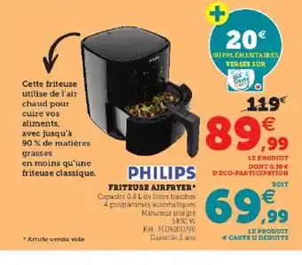 Hyper U Friteuse airfryer philips offre
