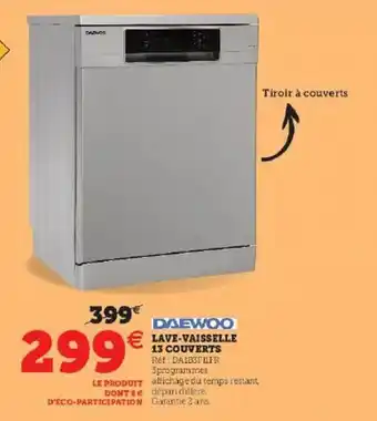 Hyper U Lave-vaisselle 13 couvertes daewoo offre